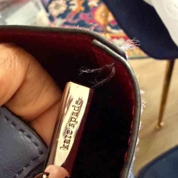 kate spade lavender blue leather tote with black handles - Picture 9 of 10